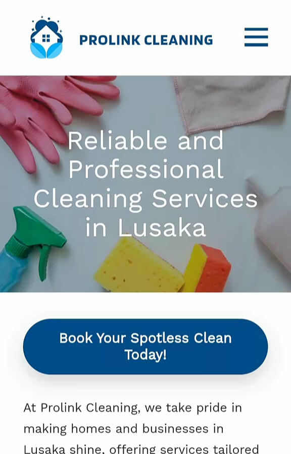Professional site for a cleaning business, built to attract clients and showcase services.