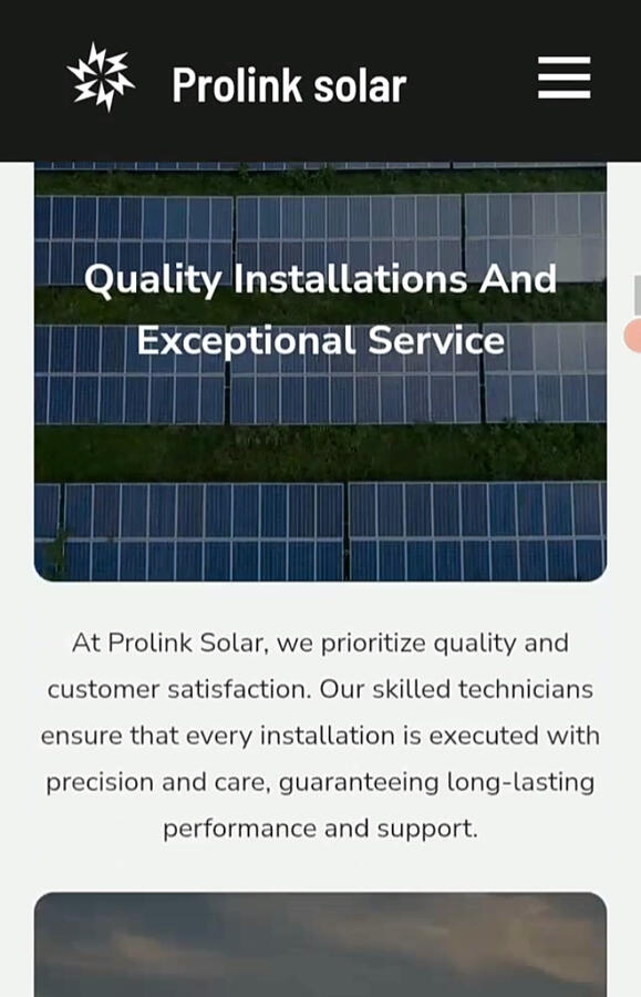 Demo for a solar company, showcasing clean layout and energy-focused services.